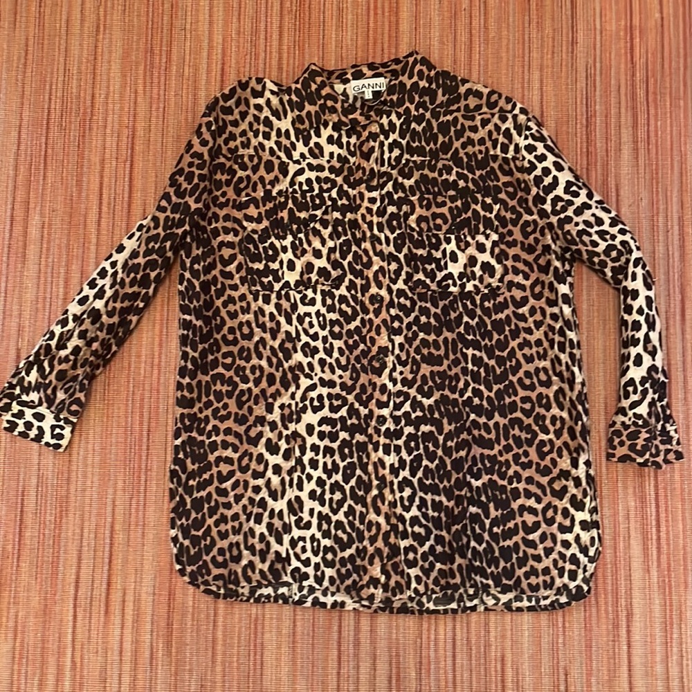 Ganni leopard print shirt size 38